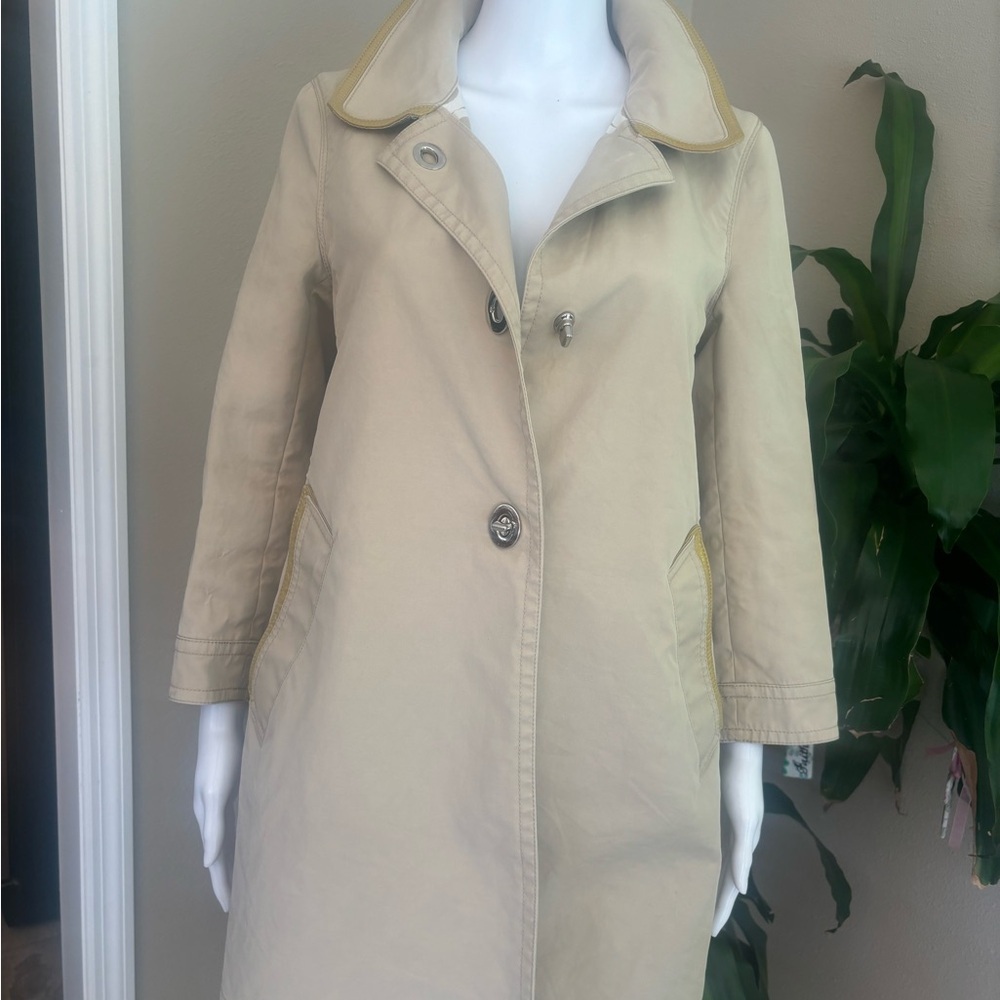 Coach Tan Trench Coat with Notched Lapel - Picture 2 of 15